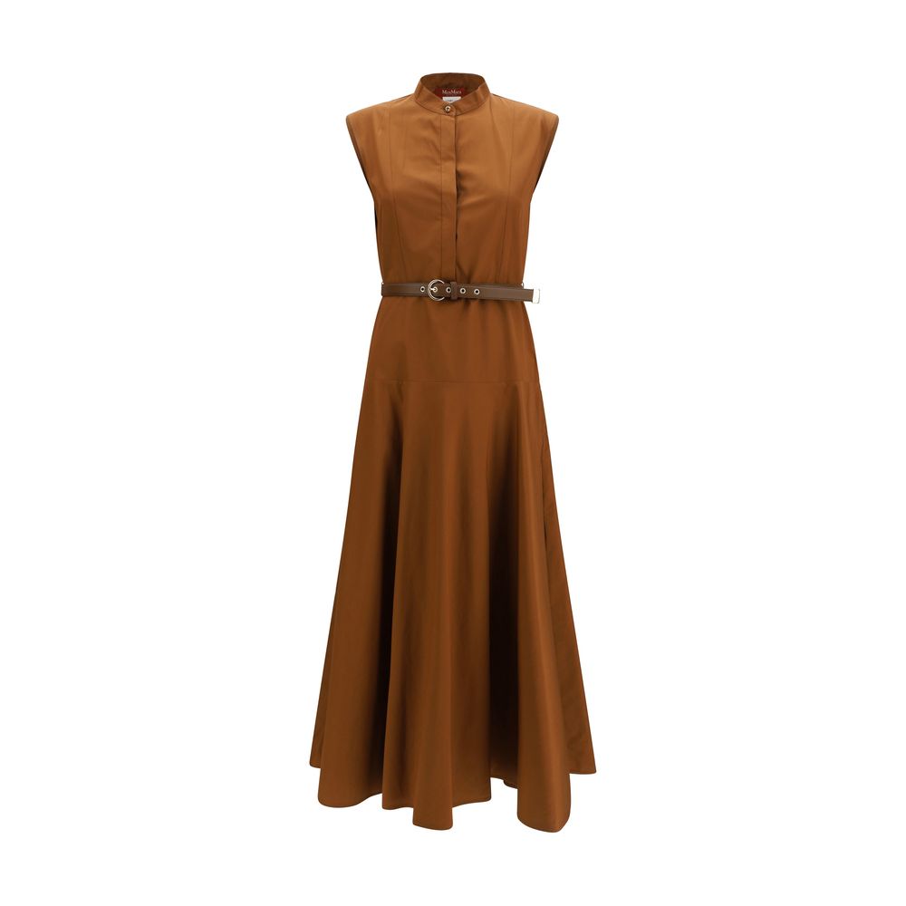 Brown Cotton Casual Dress