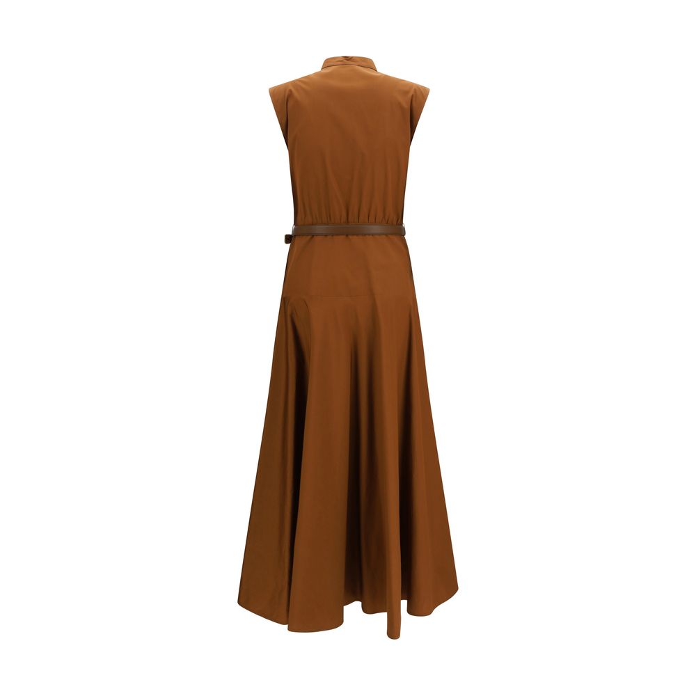 Brown Cotton Casual Dress