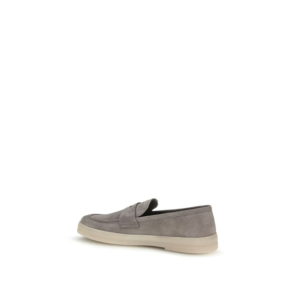 Gray Calf Leather Bos Taurus Slip-On Loafers