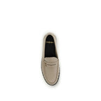 Beige Calf Leather Bos Taurus Slip-On Loafers