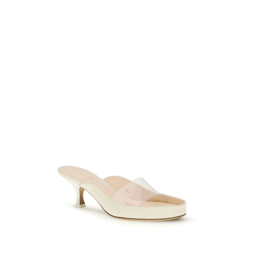 Beige Polyurethane Platform Sandals