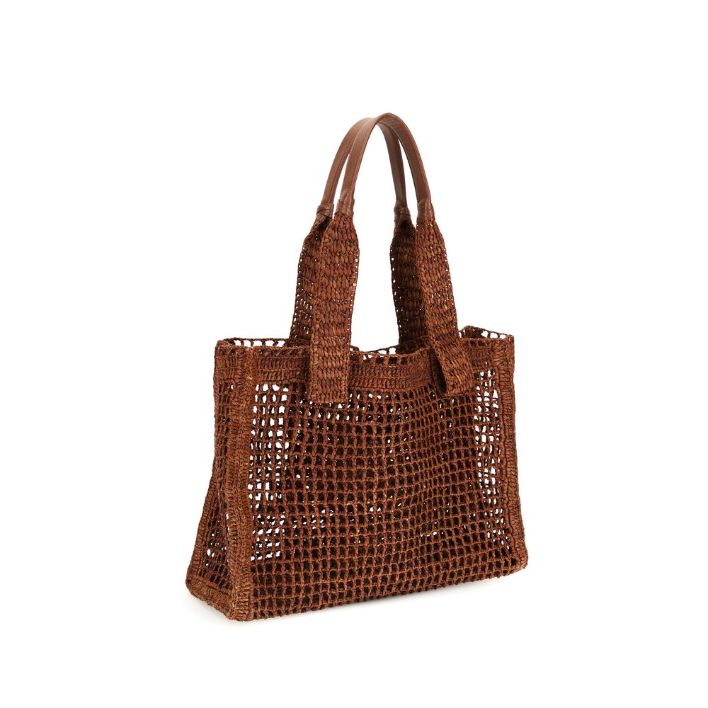 Brown Raffia Shoulder Bag