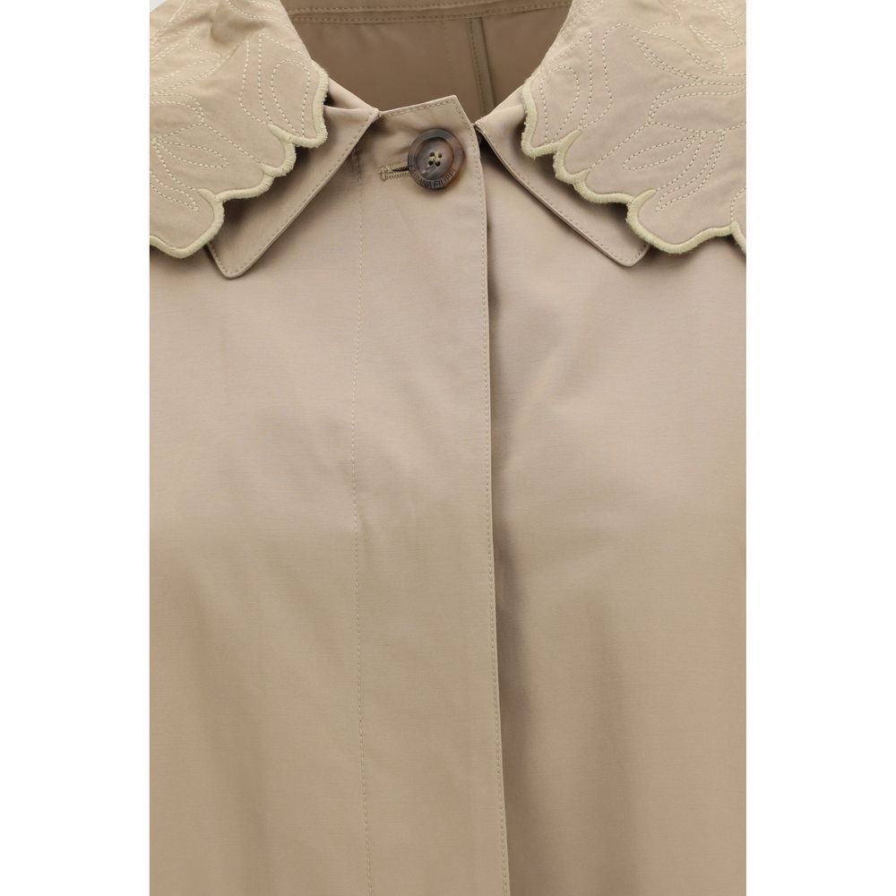 Beige Polyester Trench Coat