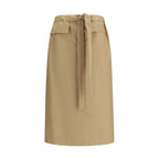 Beige Cotton Midi Skirt