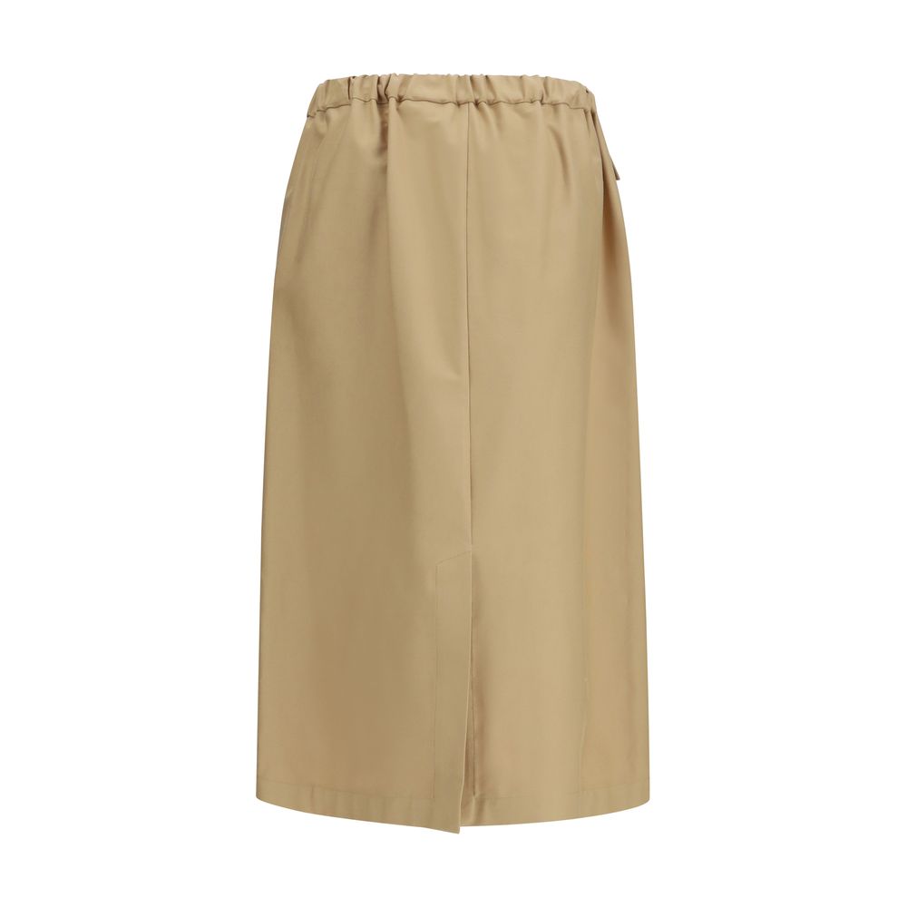 Beige Cotton Midi Skirt