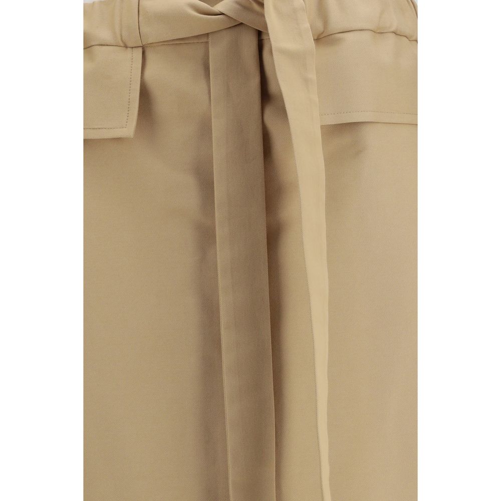Beige Cotton Midi Skirt