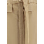 Beige Cotton Midi Skirt