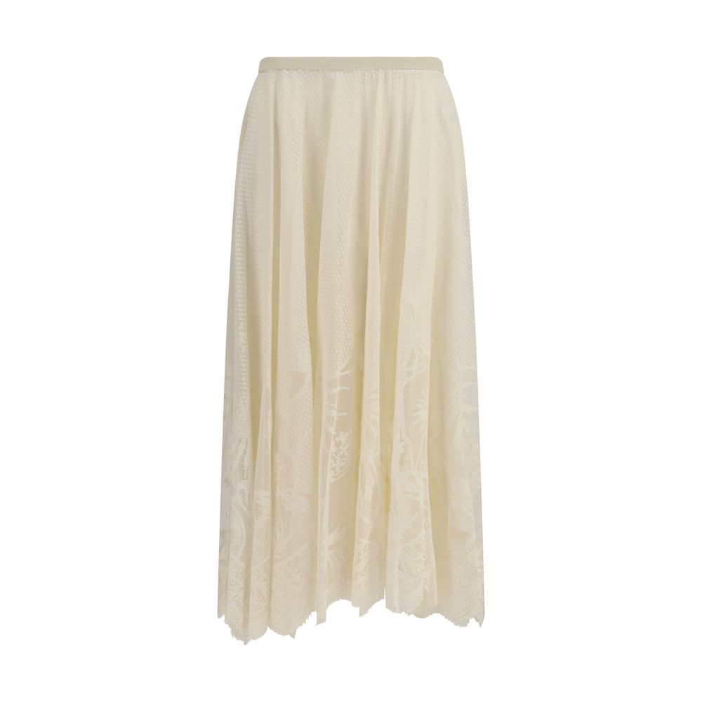 Beige Cotton Long Skirt