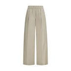 Beige Cotton Casual Pants