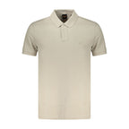 Beige Cotton Men Polo Shirt