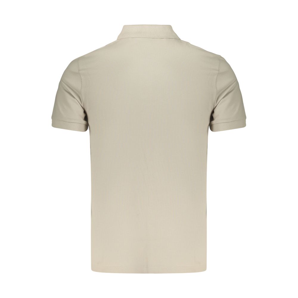 Beige Cotton Men Polo Shirt