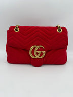 GUCCI MARMONT Red Velvet Handbag