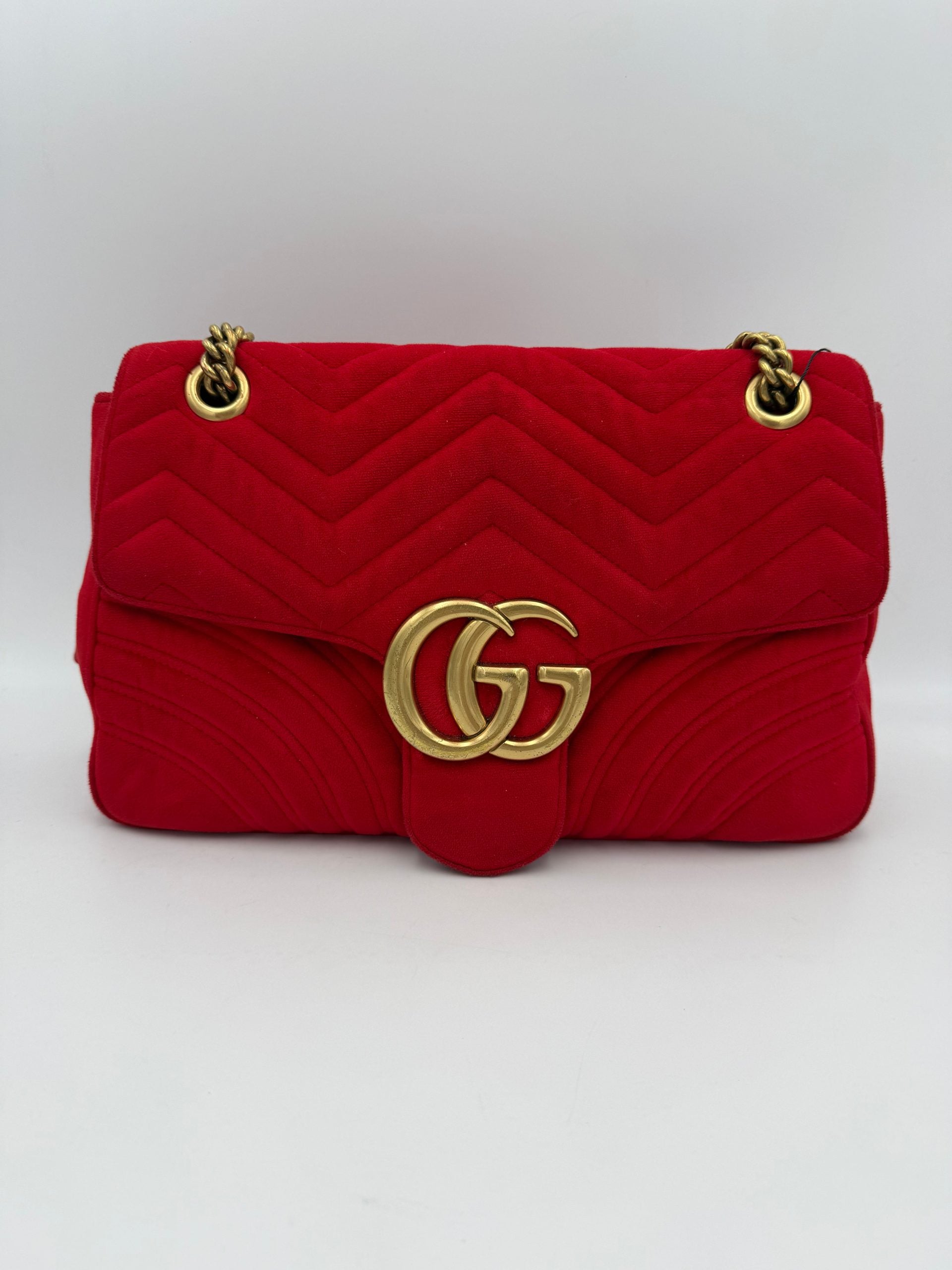 GUCCI MARMONT Red Velvet Handbag