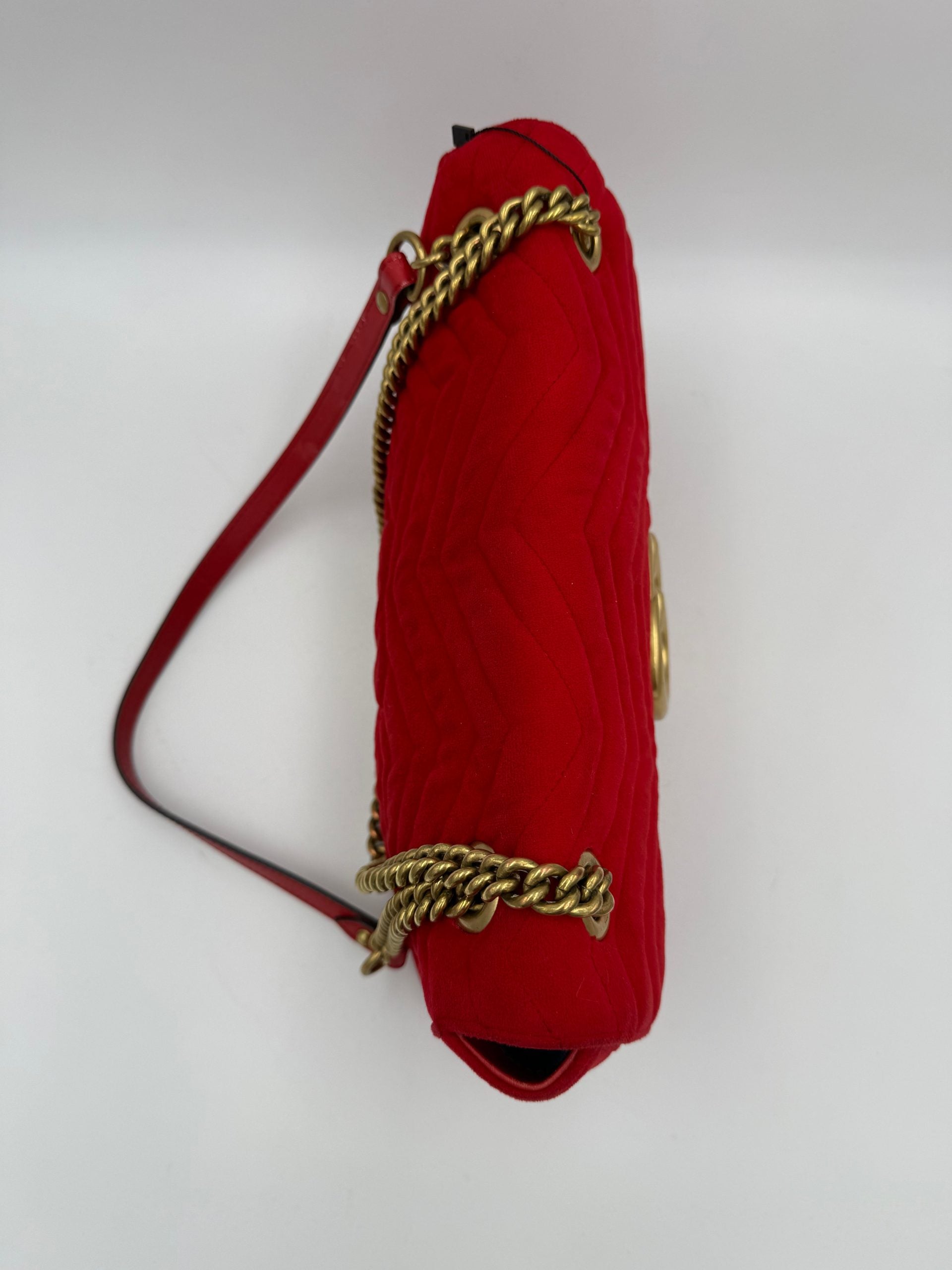 GUCCI MARMONT Red Velvet Handbag