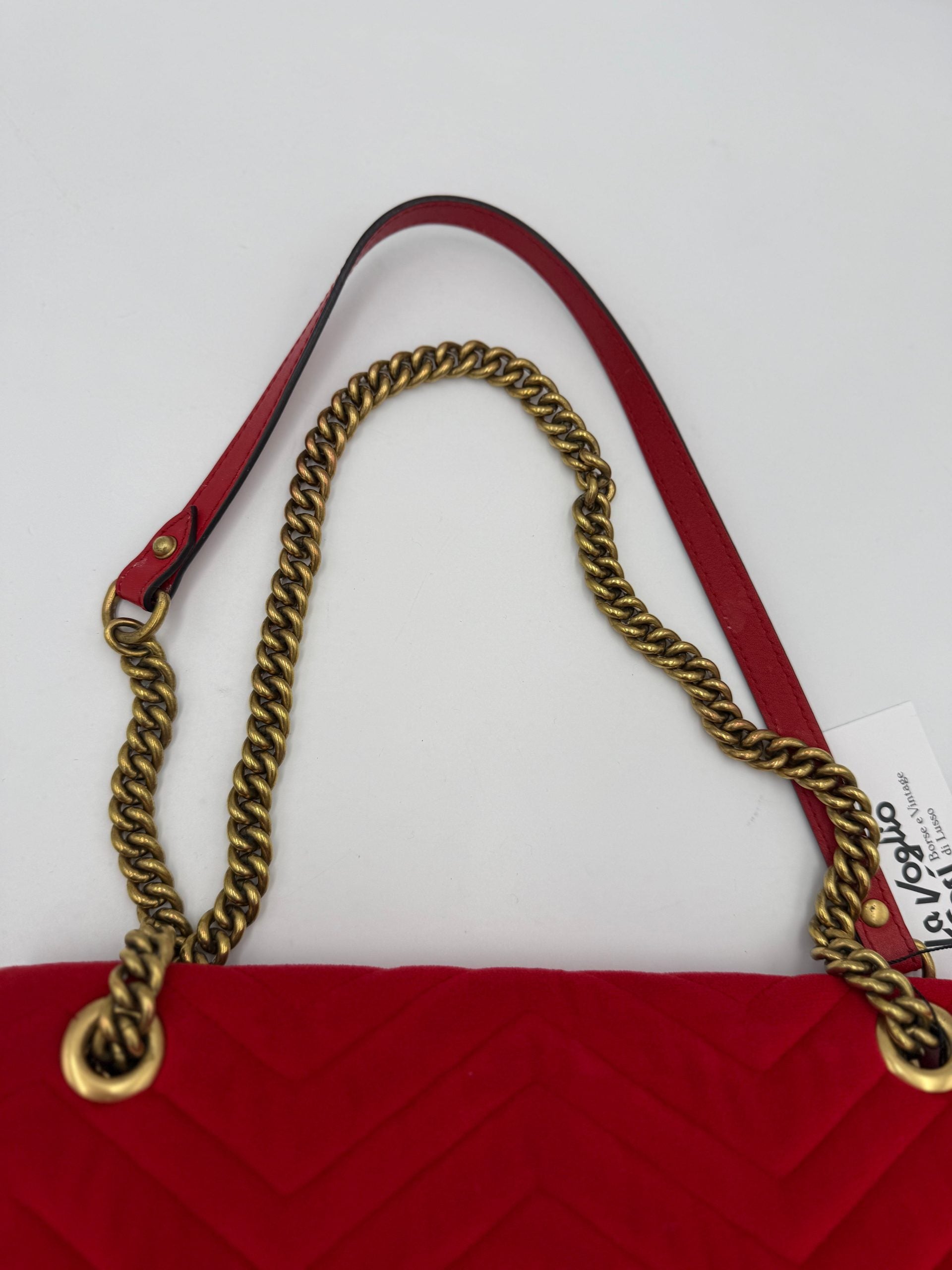 GUCCI MARMONT Red Velvet Handbag