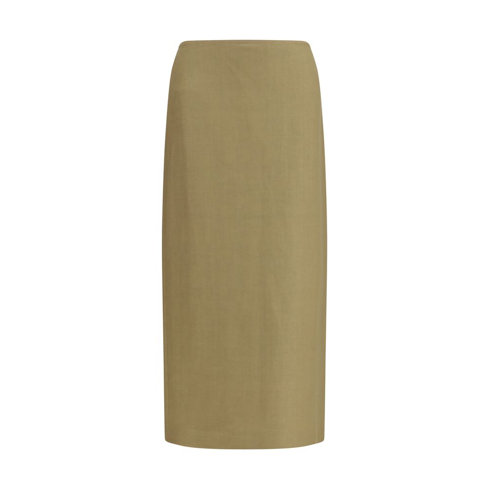 Beige Linen Midi Skirt