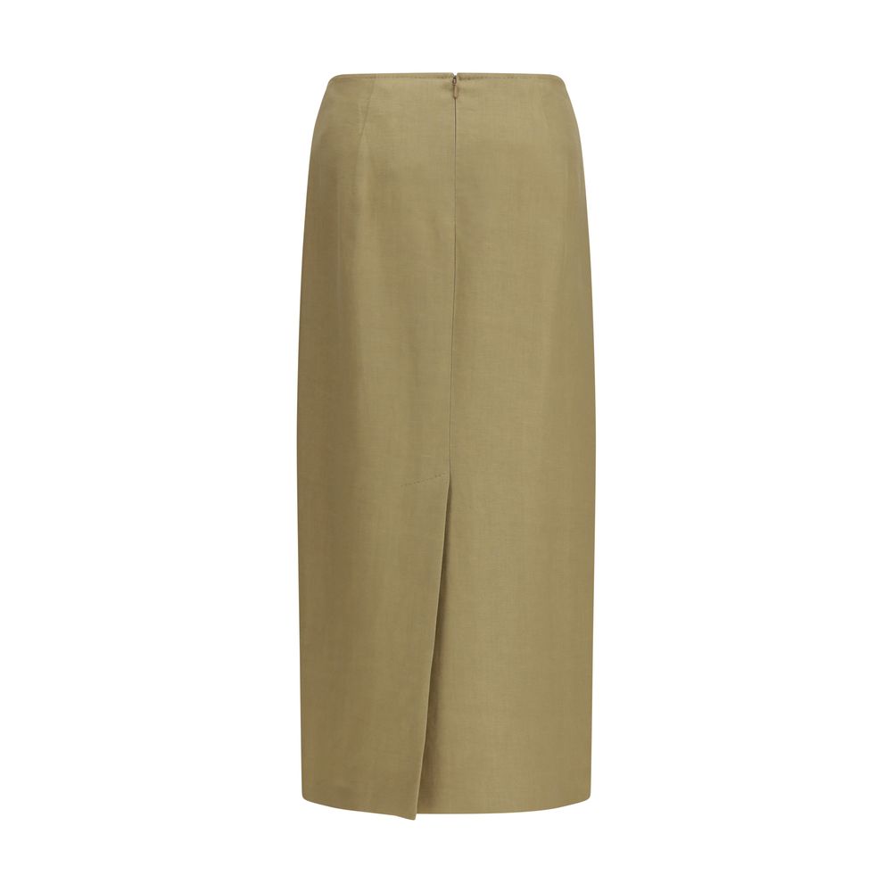 Beige Linen Midi Skirt