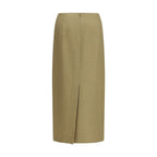 Beige Linen Midi Skirt