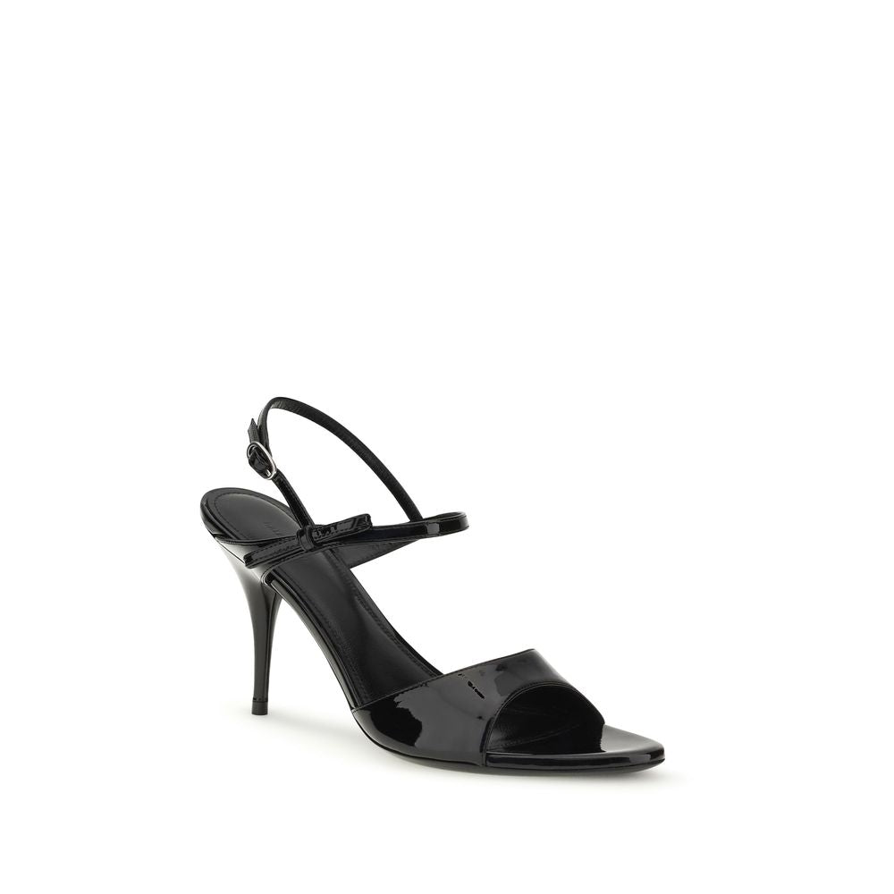 Black Calf Leather Bos Taurus Stiletto Heel Sandals