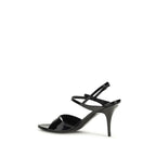 Black Calf Leather Bos Taurus Stiletto Heel Sandals