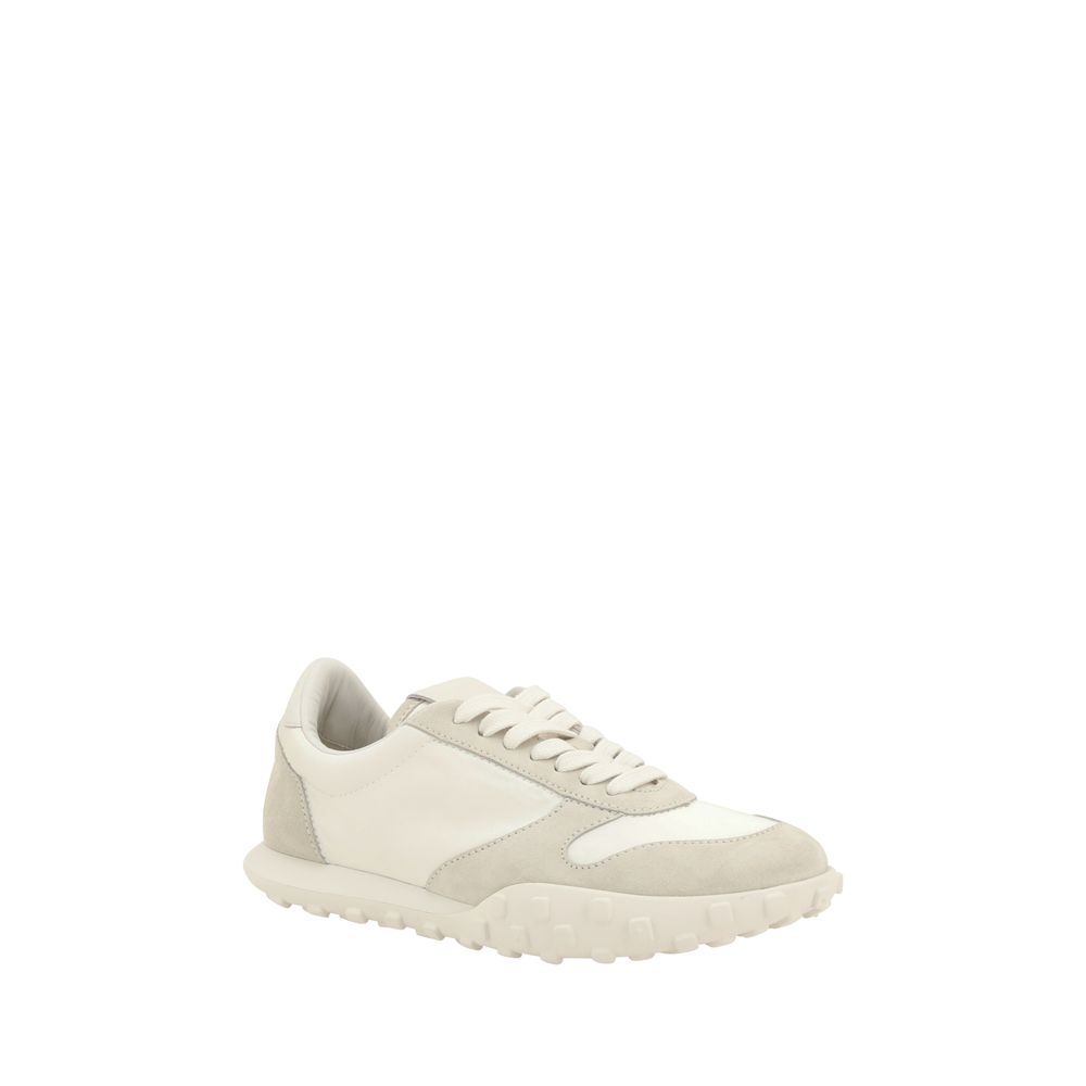 Beige Calf Leather Bos Taurus Platform Sneakers