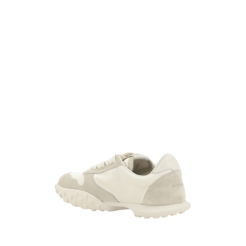 Beige Calf Leather Bos Taurus Platform Sneakers