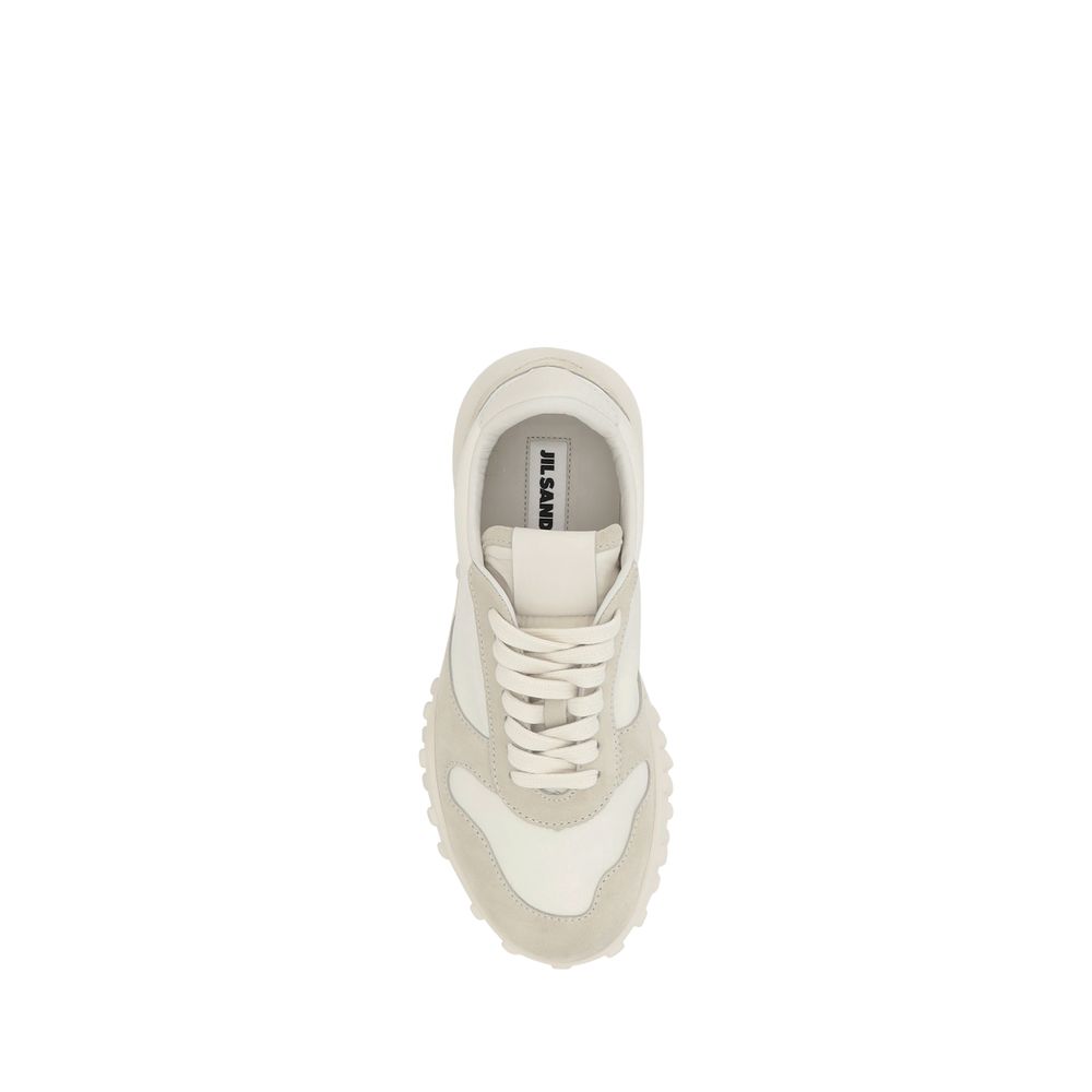 Beige Calf Leather Bos Taurus Platform Sneakers