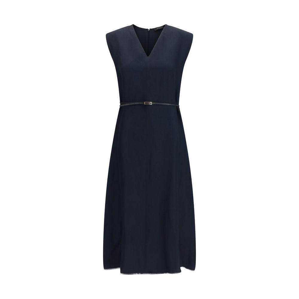 Blue Viscose Long Dress