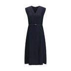 Blue Viscose Long Dress