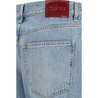 Blue Cotton Straight-Leg Jeans