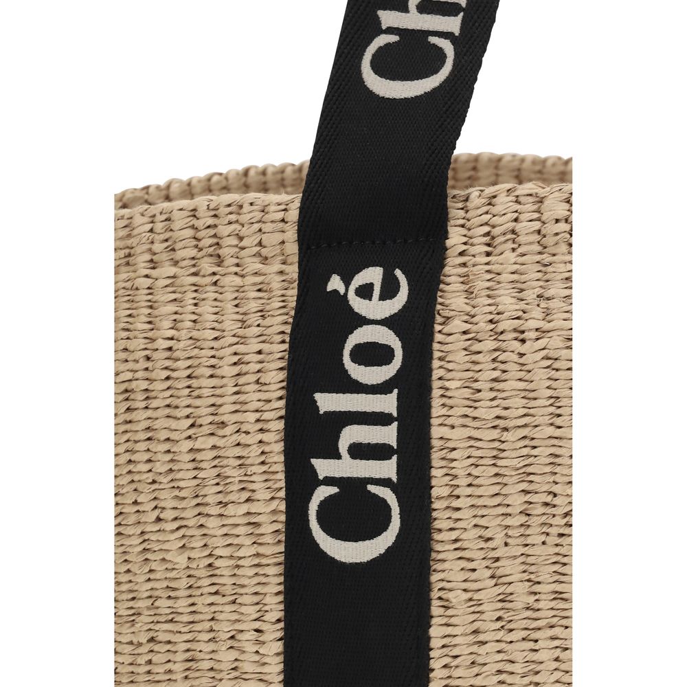 Beige Raffia Backet Bag