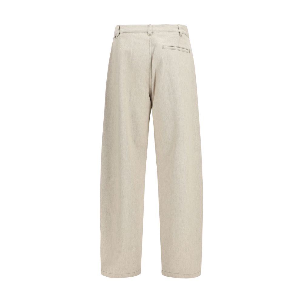Beige Cotton Casual Pants