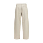 Beige Cotton Casual Pants