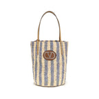 Blue Raffia Backet Bag
