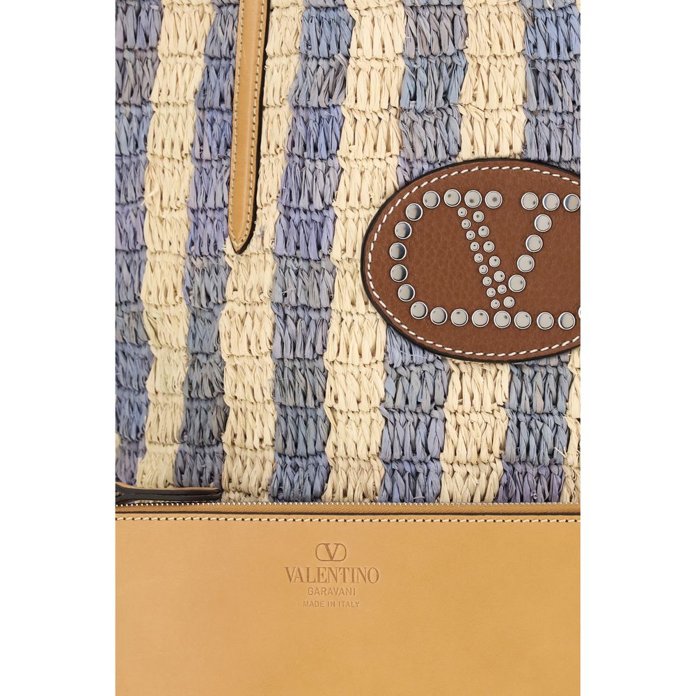 Blue Raffia Backet Bag