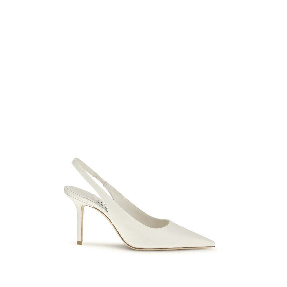 White Silk High Heel Pumps