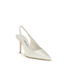 White Silk High Heel Pumps