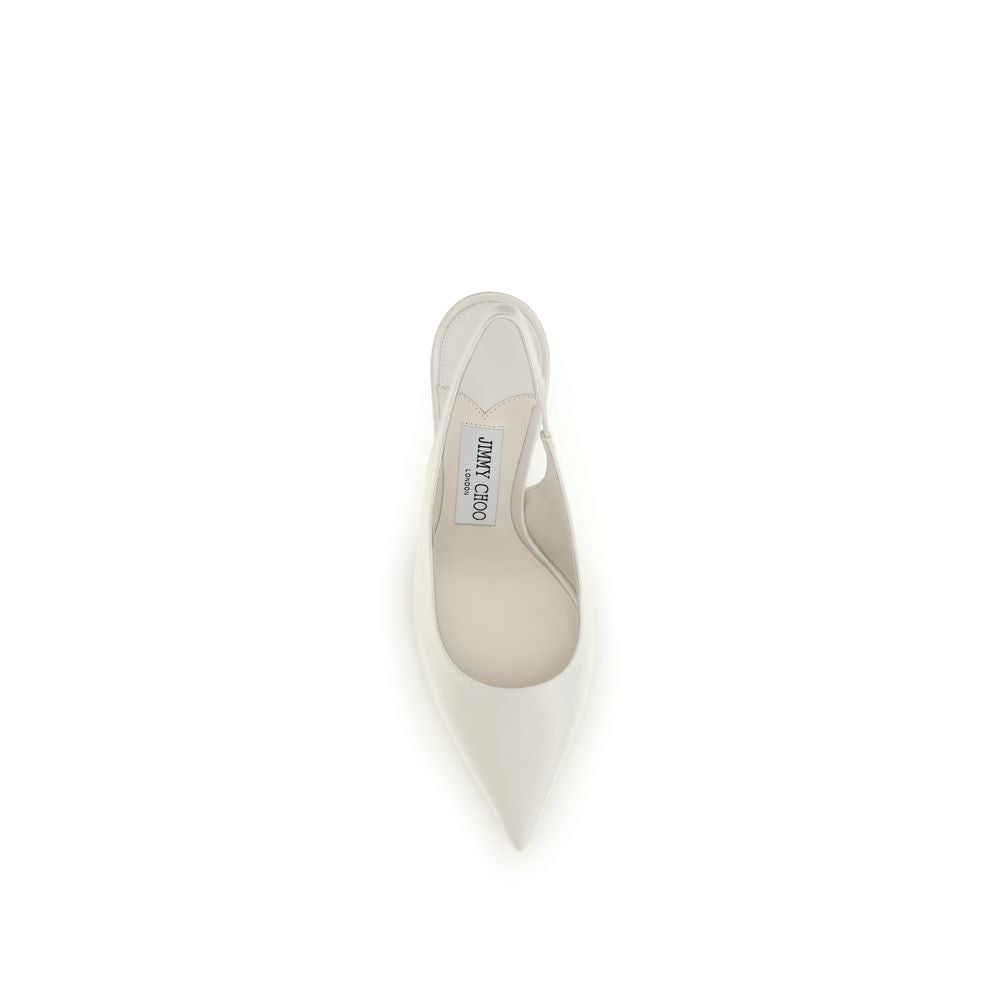 White Silk High Heel Pumps