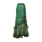 Bicolor Silk Long Skirt