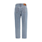 Blue Cotton Tapered Jeans