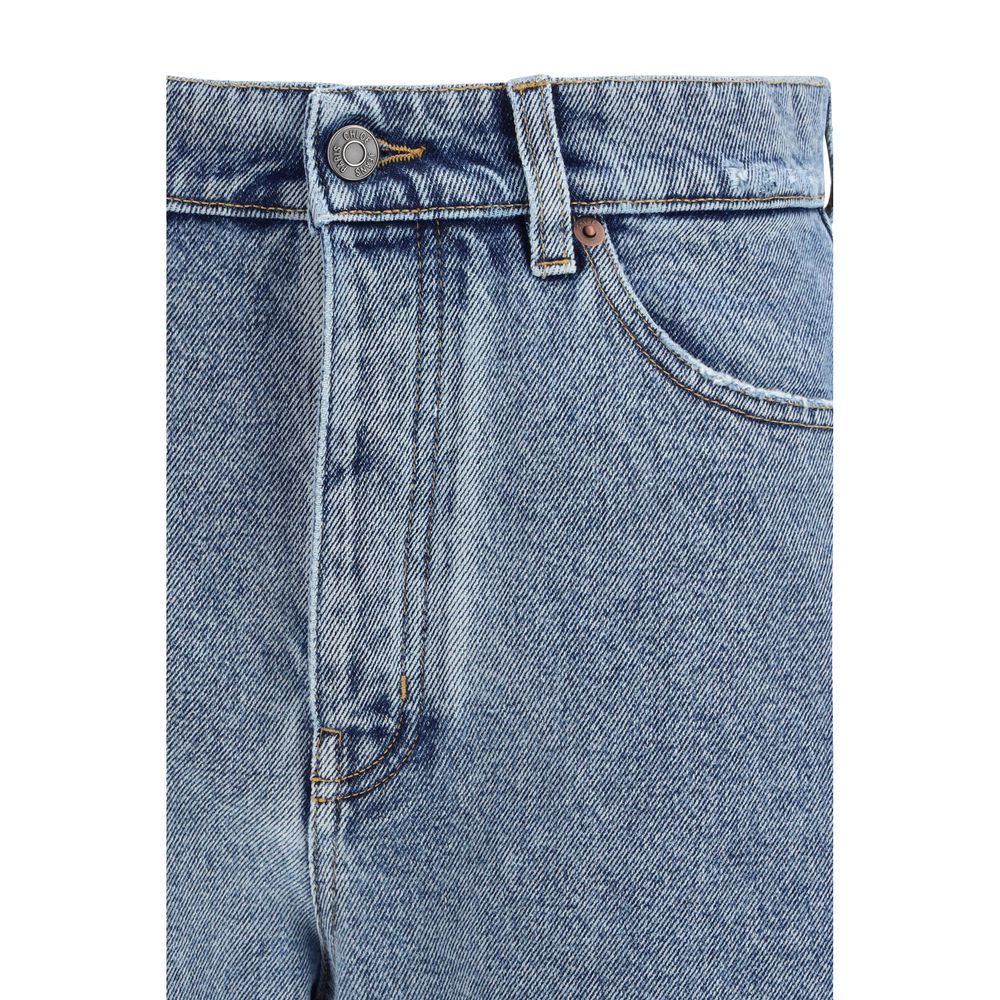 Blue Cotton Tapered Jeans