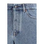 Blue Cotton Tapered Jeans
