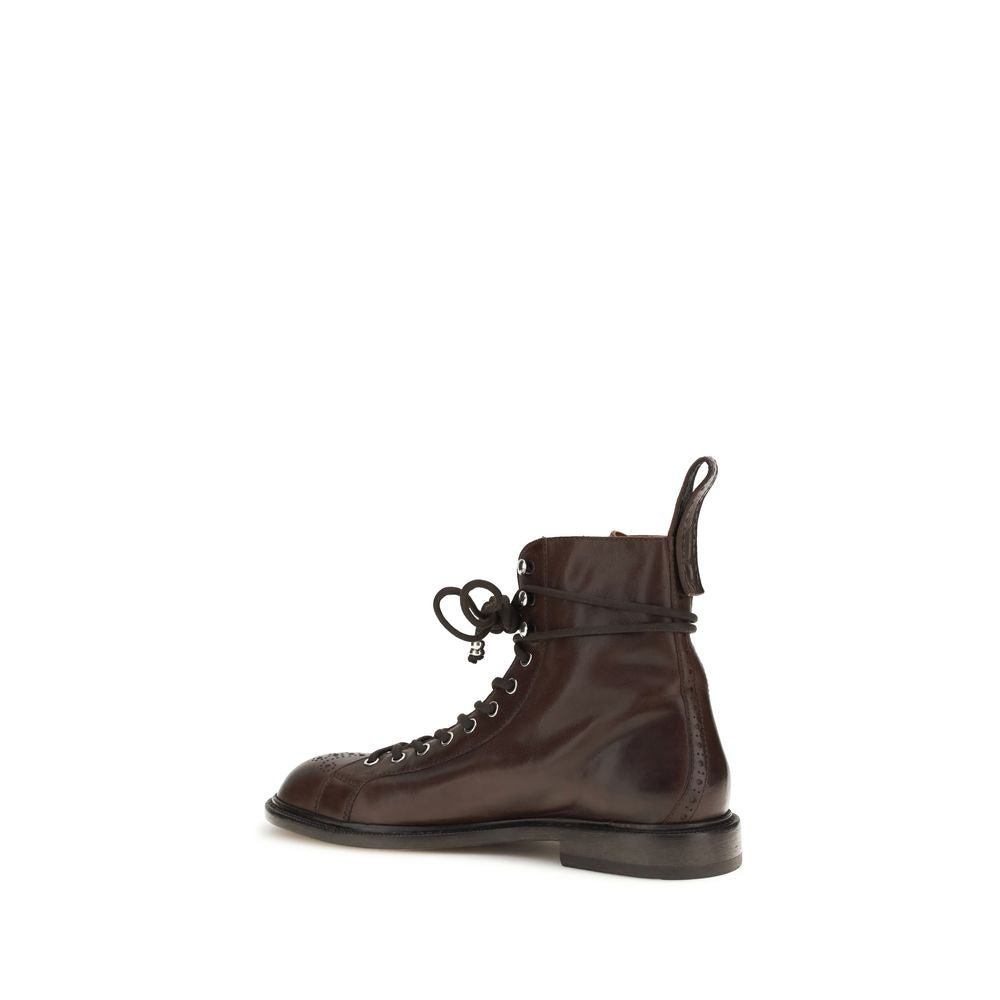 Brown Calf Leather Bos Taurus Lace-Up Boots