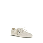 Beige Fabric Low Top Sneakers