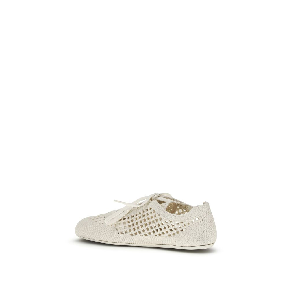 Beige Fabric Low Top Sneakers