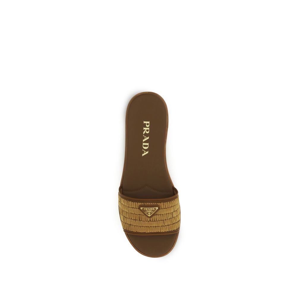 Brown Raffia Slippers