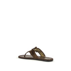 Brown Calf Leather Bos Taurus Flat Sandals