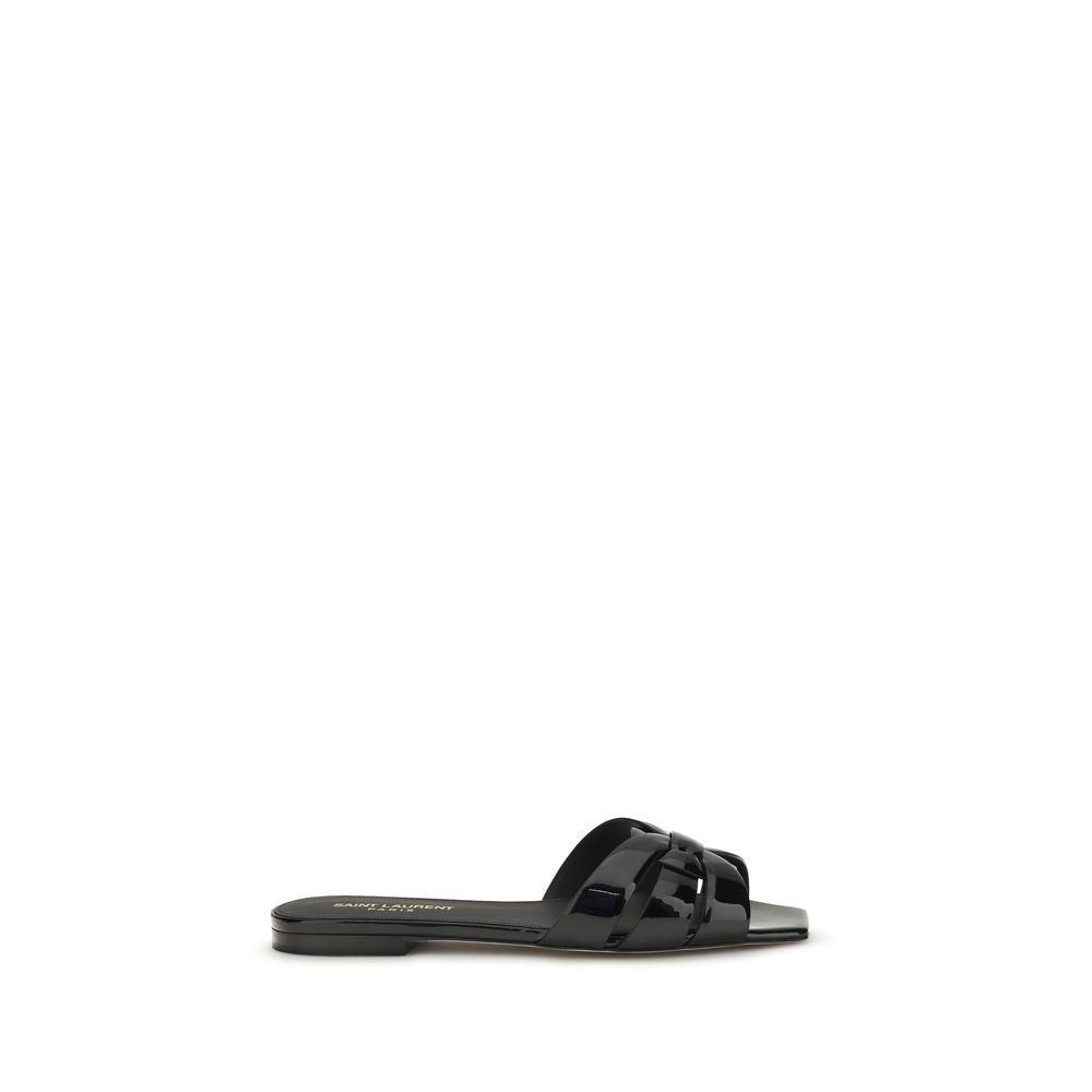 Black Calf Leather Bos Taurus Flat Sandals