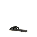 Black Calf Leather Bos Taurus Flat Sandals