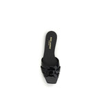 Black Calf Leather Bos Taurus Flat Sandals